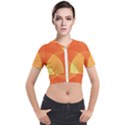 Abstract Orange Yellow Red Color Short Sleeve Cropped Jacket View1