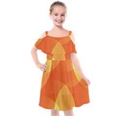 Abstract Orange Yellow Red Color Kids  Cut Out Shoulders Chiffon Dress by Celenk