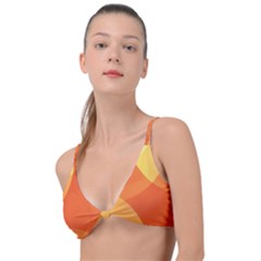 Abstract Orange Yellow Red Color Knot Up Bikini Top by Celenk