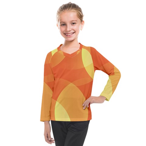 Abstract Orange Yellow Red Color Kids  Long Mesh Tee by Celenk