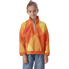 Abstract Orange Yellow Red Color Kids  Half Zip Hoodie by Celenk