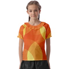 Abstract Orange Yellow Red Color Kids  Frill Chiffon Blouse by Celenk