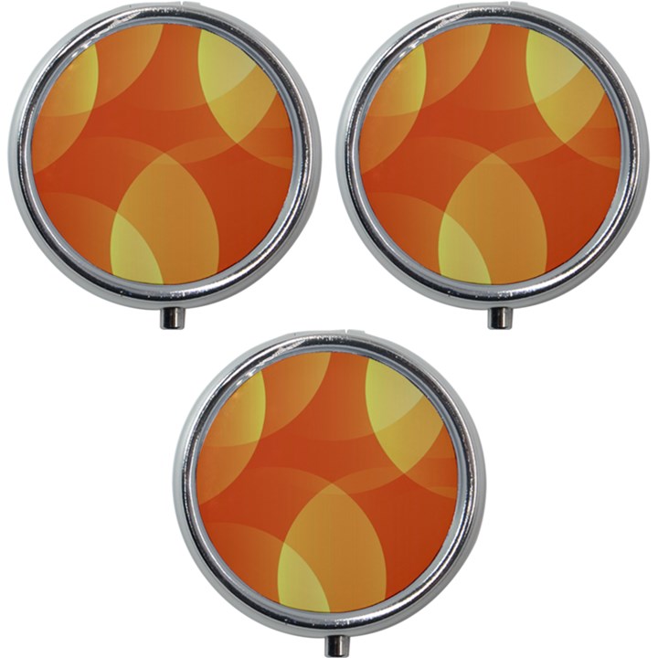 Abstract Orange Yellow Red Color Mini Round Pill Box (Pack of 3)