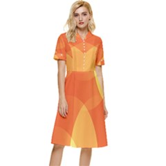 Abstract Orange Yellow Red Color Button Top Knee Length Dress by Celenk