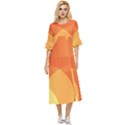 Abstract Orange Yellow Red Color Double Cuff Midi Dress View1