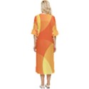 Abstract Orange Yellow Red Color Double Cuff Midi Dress View4