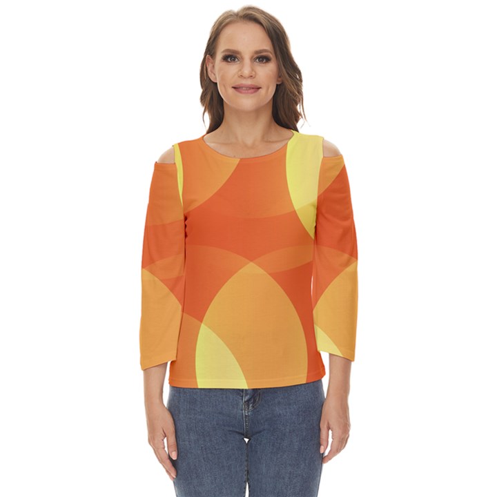 Abstract Orange Yellow Red Color Cut Out Wide Sleeve Top