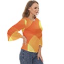 Abstract Orange Yellow Red Color Cut Out Wide Sleeve Top View3