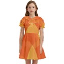 Abstract Orange Yellow Red Color Kids  Bow Tie Puff Sleeve Dress View1