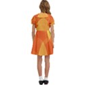 Abstract Orange Yellow Red Color Kids  Bow Tie Puff Sleeve Dress View4