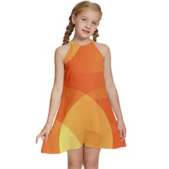 Abstract Orange Yellow Red Color Kids  Halter Collar Waist Tie Chiffon Dress by Celenk