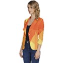 Abstract Orange Yellow Red Color Women s One-Button 3/4 Sleeve Short Jacket View2