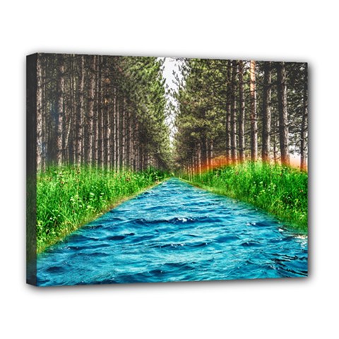 River Forest Landscape Nature Canvas 14  X 11  (stretched) by Celenk