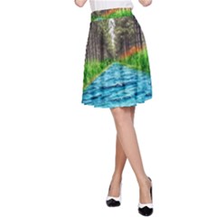 River Forest Landscape Nature A-line Skirt by Celenk