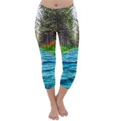 River Forest Landscape Nature Capri Winter Leggings  by Celenk