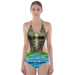 River Forest Landscape Nature Cut-out One Piece Swimsuit by Celenk