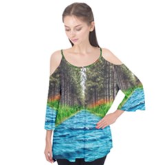 River Forest Landscape Nature Flutter Tees