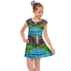 River Forest Landscape Nature Kids  Cap Sleeve Dress by Celenk