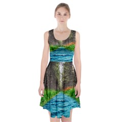 River Forest Landscape Nature Racerback Midi Dress by Celenk