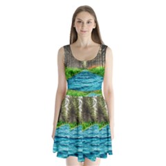 River Forest Landscape Nature Split Back Mini Dress  by Celenk