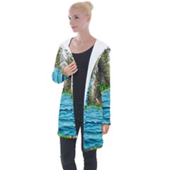 River Forest Landscape Nature Longline Hooded Cardigan by Celenk