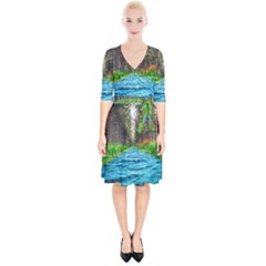 River Forest Landscape Nature Wrap Up Cocktail Dress by Celenk