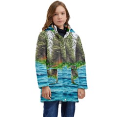 River Forest Landscape Nature Kid s Hooded Longline Puffer Jacket by Celenk