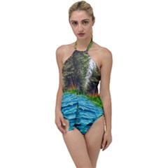 River Forest Landscape Nature Go With The Flow One Piece Swimsuit by Celenk