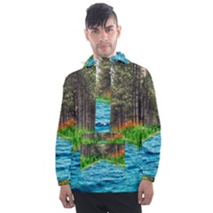 River Forest Landscape Nature Men s Front Pocket Pullover Windbreaker by Celenk