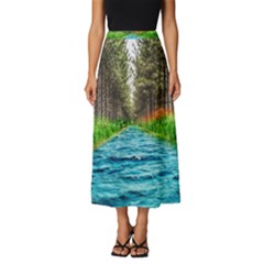 River Forest Landscape Nature Classic Midi Chiffon Skirt