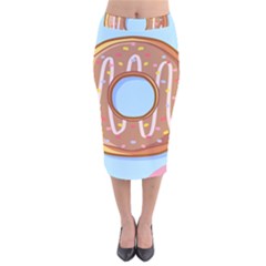 Dessert Food Donut Sweet Decor Chocolate Bread Velvet Midi Pencil Skirt by Uceng