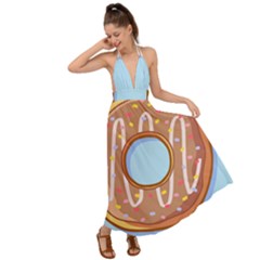 Dessert Food Donut Sweet Decor Chocolate Bread Backless Maxi Beach Dress by Uceng