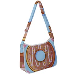 Dessert Food Donut Sweet Decor Chocolate Bread Zip Up Shoulder Bag by Uceng