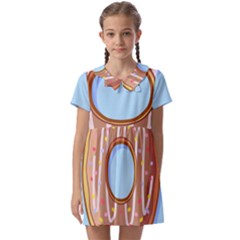 Dessert Food Donut Sweet Decor Chocolate Bread Kids  Asymmetric Collar Dress by Uceng