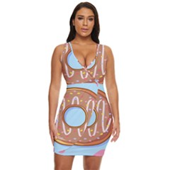 Dessert Food Donut Sweet Decor Chocolate Bread Draped Bodycon Dress by Uceng