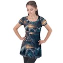 Fantasy People Mysticism Composing Fairytale Art 2 Puff Sleeve Tunic Top View1