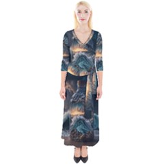 Fantasy People Mysticism Composing Fairytale Art 2 Quarter Sleeve Wrap Maxi Dress by Uceng