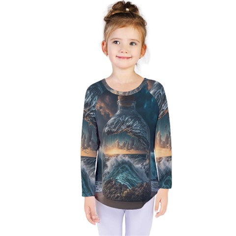 Fantasy People Mysticism Composing Fairytale Art 2 Kids  Long Sleeve Tee by Uceng