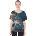 Fantasy People Mysticism Composing Fairytale Art 2 V-Neck Dolman Drape Top View1