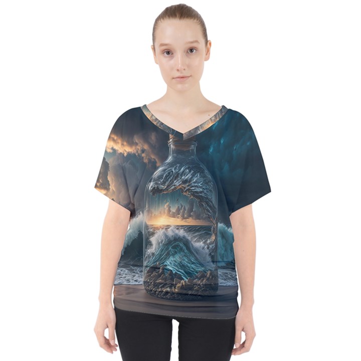 Fantasy People Mysticism Composing Fairytale Art 2 V-Neck Dolman Drape Top