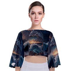 Fantasy People Mysticism Composing Fairytale Art 2 Tie Back Butterfly Sleeve Chiffon Top by Uceng