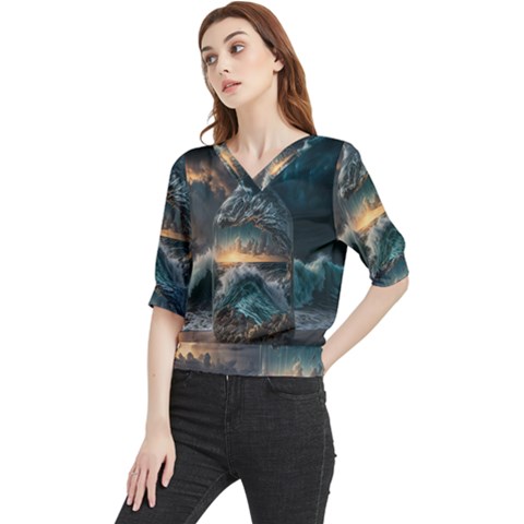 Fantasy People Mysticism Composing Fairytale Art 2 Quarter Sleeve Blouse by Uceng