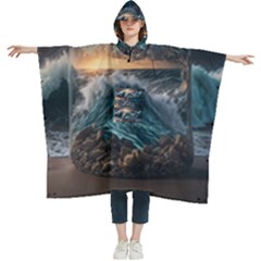 Fantasy People Mysticism Composing Fairytale Art 2 Women s Hooded Rain Ponchos by Uceng