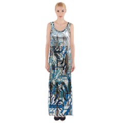 Abstract Acrylic Color Texture Watercolor Creative Thigh Split Maxi Dress by Uceng