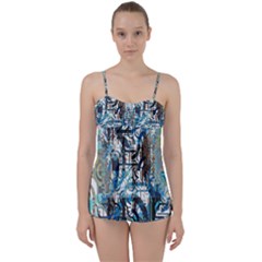 Abstract Acrylic Color Texture Watercolor Creative Babydoll Tankini Set by Uceng