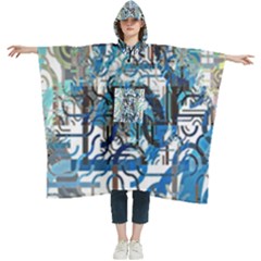 Abstract Acrylic Color Texture Watercolor Creative Women s Hooded Rain Ponchos