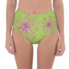 Dandelion Flower Background Nature Flora Drawing Reversible High-waist Bikini Bottoms by Uceng