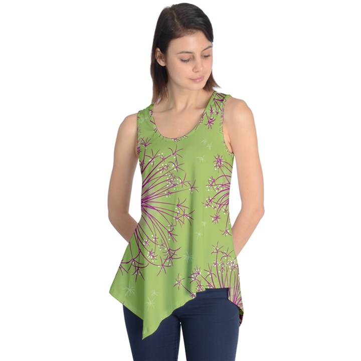 Dandelion Flower Background Nature Flora Drawing Sleeveless Tunic