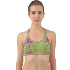 Dandelion Flower Background Nature Flora Drawing Back Web Sports Bra by Uceng