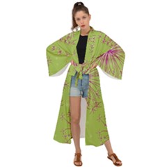 Dandelion Flower Background Nature Flora Drawing Maxi Kimono by Uceng